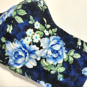 Homemade blue flower face mask